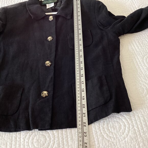 Harve Benard Black 100% Linen Button-Up Jacket Womens Size 12 Pockets - Picture 7 of 10